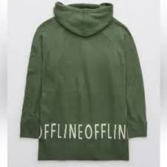 OFFLINE By Aerie Green Floral Rose Print Sweater Hoodie Size Medium - Picture 3 of 14